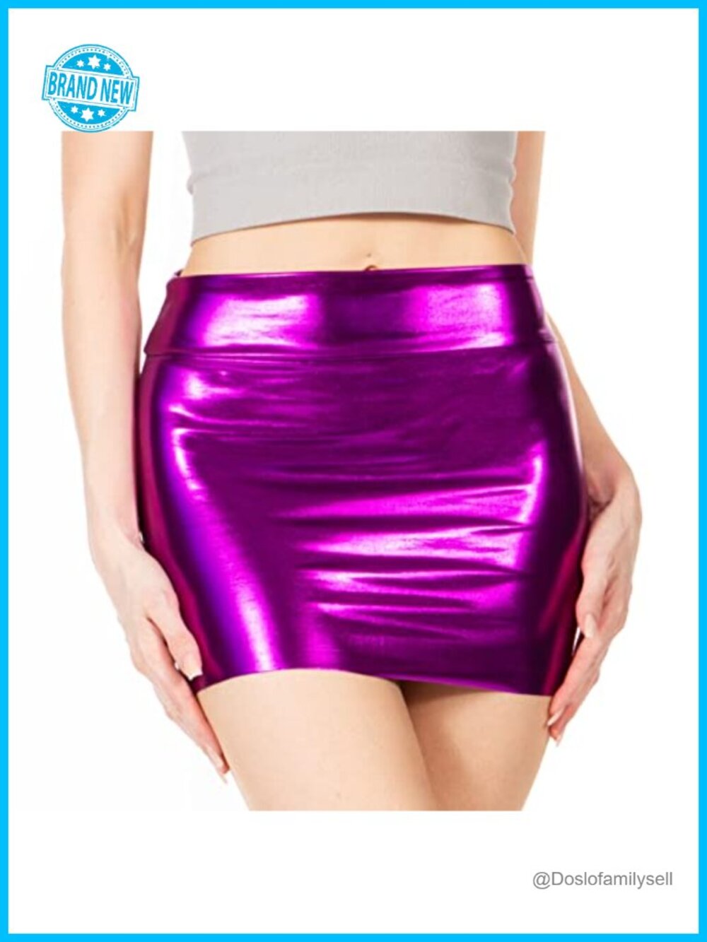 Metallic Liquid Mini Skirt High Rise Stretch Clubwear Party